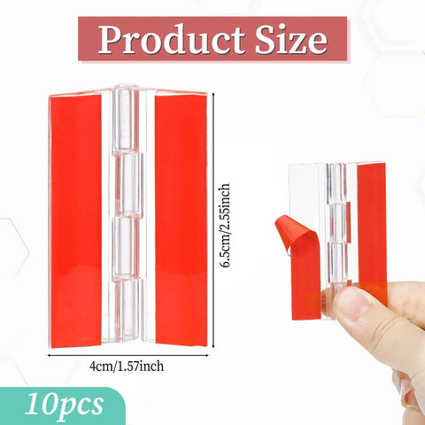 10 Pack Self Adhesive Clear Acrylic Hinges 65x40mm For DIY Crafts Aquarium Lids Cabinets Glass Furniture Displays