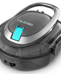 Dual Layer Filtration S2 Robotic Pool Cleaner With 90 Minute Runtime, Cordless Pool Vacuum For Above Ground And Flat Pools, Powerful Debris Removal, Auto Parking Design For Easy Cleanup, shown from above with handle and sleek design