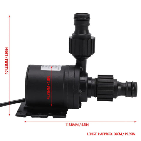 19W Submersible Water Pump With 5M Head Brushless Motor Ultra Quiet Performance For Fountains Aquariums Solar Systems US Plug