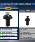 Comparison of stainless steel and plastic bumper bolts for Ford F Series Super Duty Tailgate Upper Rubber Bumper Bushing Kit