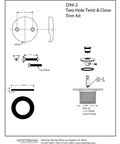 Twist And Close Tub Trim Set With Two Hole Overflow Faceplate In Matte Black For One And One Half Inch Drains Includes Brass Screws