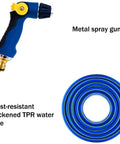 Rock Solid Heavy Duty Garden Hose Reel Cart With Smooth Rolling Steel Frame And No Nonsense Brass Fittings For Weekend Warrior Yard Work Car Washing And Dry Land Irrigation, featuring a metal spray gun and frost-resistant TPR water pipe.