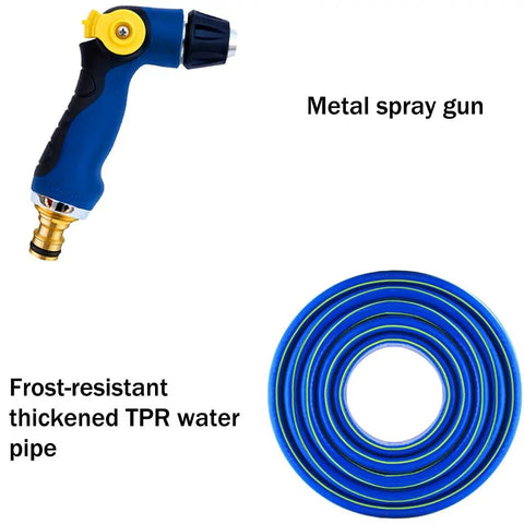 Rock Solid Heavy Duty Garden Hose Reel Cart With Smooth Rolling Steel Frame And No Nonsense Brass Fittings For Weekend Warrior Yard Work Car Washing And Dry Land Irrigation, featuring a metal spray gun and frost-resistant TPR water pipe.