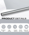 Side view of 304 stainless steel tubing, 1-1/2 in OD, 0.06 in wall, 2 ft length