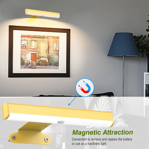 4 Pack Wireless Picture Light With Remote Battery Operated Wall Sconces illuminating artwork with magnetic attraction