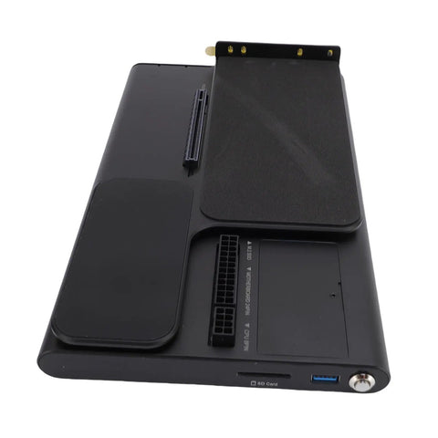 External Graphics Dock With Thunderbolt 5 And Pcie 4.0 X4 Port For Laptop Gaming Rig featuring connectors and rugged design.