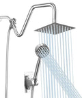 6 Inch All Metal Rainfall Shower Head With Handheld, Stainless Steel Luxury Shower System For Spa Vibes, 60 Inch Hose