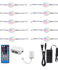 Under Cabinet LED Light Kit Dope 24V RGBW Puck Lights Linkable and Dimmable with Wireless 40 Key IR Remote included