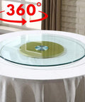 Tempered Glass Turntable With Aluminum Base Large 28 To 47 Inches Round Rotating Tray on dining table