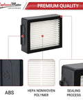 Must Have 12 Pack Roomba HEPA Filters Replacement For E I J Series With Brush, showcasing ABS and HEPA polymer material details.