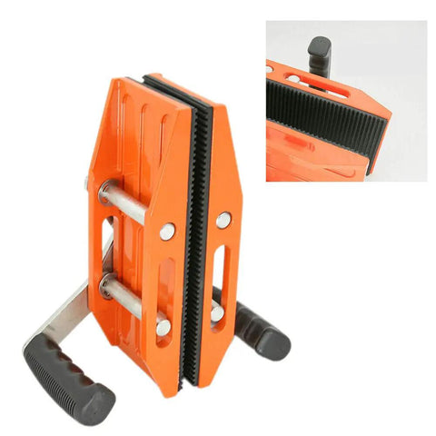 Heavy Duty Double Handed Stone Carrying Clamps With Grippy Rubber Handles For No Sweat 1.77 Inch granite lifting angle view.