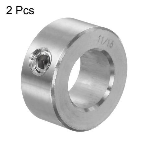 2 Pcs Two Pack Shaft Collar Set Screw 11/16 Inch Bore 304 Stainless Steel 1-1/4 Inch Outer Diameter 9/16 Inch Wide