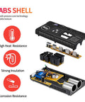 Game Changer 120W Car Power Inverter showing ABS shell with high heat, corrosion resistance, and internal components.