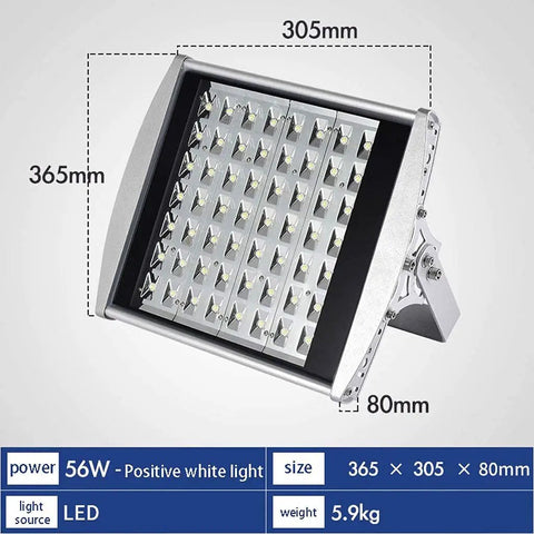 JUDYSSY Home Floodlight, Led Tunnel Light Outdoor Stadium Lighting Waterproof High Power Street Light Projection Lamp Ip66/65, Work Light, Positive Warm Light, 56W dimensions 365x305x80mm with LED light source.