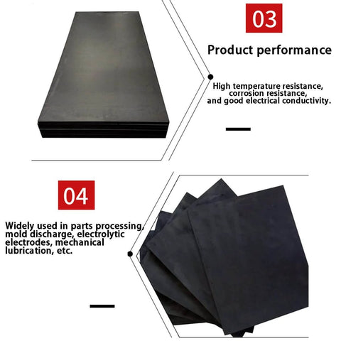 Stacked lab grade graphite block and graphite sheet set highlighting high density and performance for electrolysis and heater parts