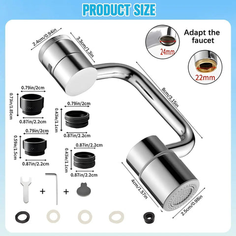 Super Flexible Universal Faucet Extender With Totally Adjustable Rotation And Smooth Dual Flow Modes To Easily Reach Every Nook Of Your Kitchen Or Bathroom Sink And Make Cleaning A Total Breeze