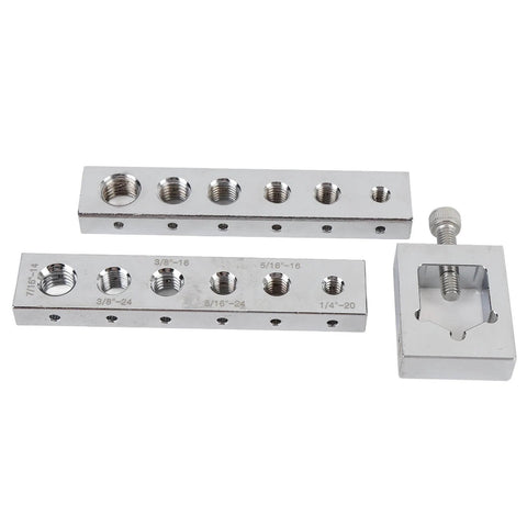 Achieve precise bolt drilling and secure safety wire installations with this carbon steel drill jig set for M6 to M12 bolts.