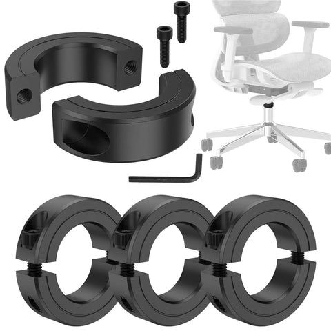 4pc Steel Shaft Collars For Office Chair Sagging Fixes Stops Sinking If Cylinders Break No More Sitting Squatting Save Dough On New Gear And Restore Your Ride Comfortably Today Plus Heavy Duty Hardware, black steel collar clamps with screws