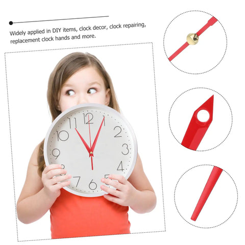10 Sets Modern DIY Clock Hands Pointers Replacement Parts Aluminum Clock Hands Kit For Frameless Wall Clocks Quartz Clocks Craft Projects Easy Timekeeping Upgrade with child holding clock