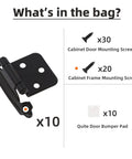 Image showing contents of Half Inch Overlay Matte Black Cabinet Hinges Self Closing For Bath And Kitchen Cabinets 5 Pairs