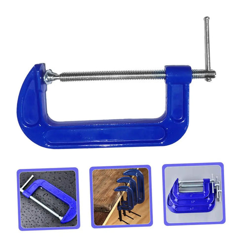 4 Inch Metal G Clamp Woodworking Clamp With Thickened C Clamp Quick Release, blue, heavy duty for secure workholding.