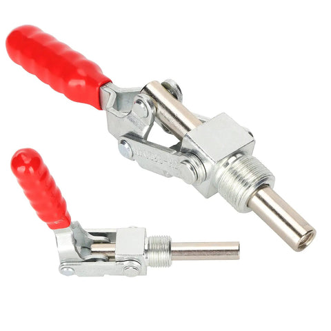 Push Pull Toggle Clamp With Iron And Plastic Build, Heavy Duty 136 Kg Holding Force, Arrow Storage Case, Workholding Tool For Testing Jigs, Welding, Crosscut Sled Setup, Equipment Installation, And Home Decor Projects, red handle