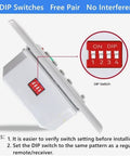 Universal Ceiling Fan Wall Remote Control with 3 Speeds and Light Dimmer, showing 4-DIP switch for easy setup.