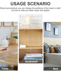 Usage scenarios showing a table, bookshelf, and bed highlighting 20Pcs Zinc Alloy Shelf Pegs for Glass Cabinet Shelves setup options.
