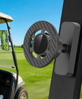 Stay Locked In Hella Secure Magnetic Golf Cart Phone Mount with sleek carbon design attached to golf cart for stable GPS.