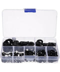 250 Piece All In One Nylon Flat Washer Set M2 Through M8 Black And White Hard Nylon Insulation Spacers Sealing Washers Ring Kit For Electronics DIY Projects Automotive And Heavy Duty Use. Clear organizer box with black nylon washers