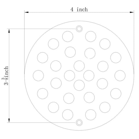 Diagram of 4 Inch Screw-In Shower Drain Cover Replacement Floor Strainer In Brushed Stainless Steel with dimensions.
