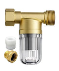 XZ02 50 Micron Reusable Brass Washing Machine Water Filter for Washing Machines, Heaters, Camping and Travel