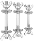 304 Stainless Steel Threaded Rod Connector Kit With Through-Bolt Set Wing Nuts And Oversized Washers For Quick Hand-Tightened Tool-Free Assembly