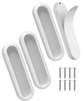 Self Adhesive Drawer Pull Handles 4 Inch White 4 Pack Durable Aluminum Alloy One Piece Construction No Rust Or Bending Dual Mount Quick Install Closet Door Knobs shown with screws