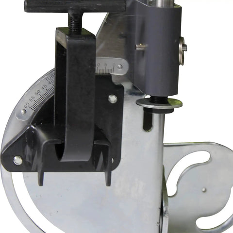 Close-up of Heavy Duty Pipe Notcher With 0-60 Degree Adjustable Angle Fits Half Inch To Two Inch Pipes showing protractor gauge
