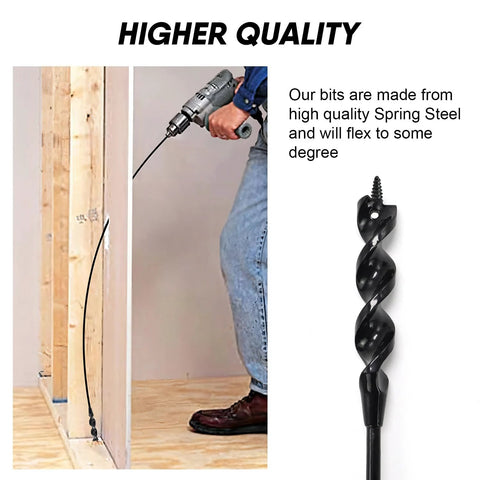 Flexible 54-inch installer drill bit for pulling wires; 3/4 inch auger with screw point and fish-eye, anti-slip shank