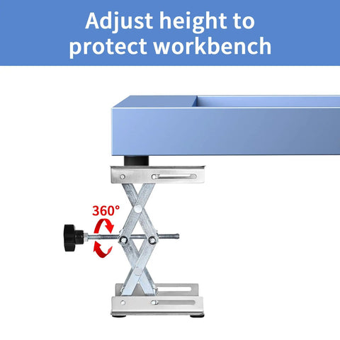 4 Pack Stainless Steel Scissor Lift Table Jack For Laser Engraver Adjustable Height Stand showing height adjustment mechanism.