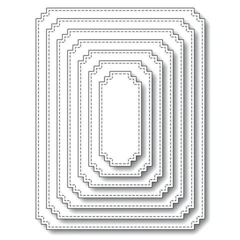7 Piece Rectangle Frame Die Cut Set With Stitched Nesting Frames for DIY scrapbooking, card making, and gift tags, metal background cutting dies.