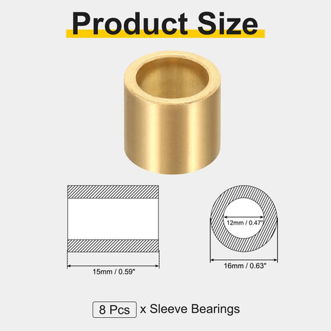 Premium Eight Piece Sintered Bronze Sleeve Bearings With Self Lubricating Cores And Wide Temp Tolerance For Heavy Duty Rig Maintenance and Smooth High Speed Projects That Nail Every Mechanical Build Without Any Grease Head Hassles, displaying size of sintered bronze bearing.