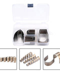 18 Piece Leather Craft Embossing Punch Set Kit With Pro Grade Alloy Steel Tools For DIY Leather Projects in storage case.