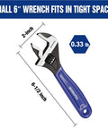 Six Inch Adjustable Wrench With Wide Jaw For Medium Bolts M6 To M16 Beefy Heavy Duty CR-V Steel Black Oxide Finish