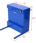 Rugged Bench Parts Cleaner With 14L Tank Capacity And 120V High Flow Pump Kickin Serious Deep Wash Power For Quick Engine Degreasing And Shop Tool Care Blue Finish, showing dimensions 22x24.8x19.7 inches.