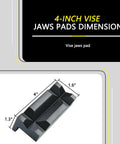 4-inch magnetic vise jaw pads dimensions made from boss level billet aluminum for secure clamping without scratching delicate parts.