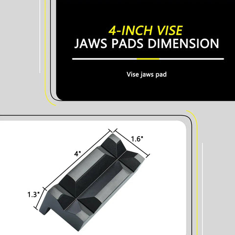 4-inch magnetic vise jaw pads dimensions made from boss level billet aluminum for secure clamping without scratching delicate parts.