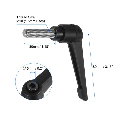 2 Pcs 304 Stainless Steel M10 X 30Mm Quick Release Clamping Lever Handles With Locking Push Button Ratchet Grip Heavy Duty Adjustable Toggle Knob Black No Hassle Setup Built Tough For Weekend Shops