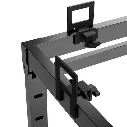 Heavy Duty Metal Mattress Holders For Bed Frame Anti Slip Slide Stops on a black metal bed frame with secure lock design.