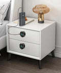 Slick Smart Drawer Fingerprint Lock With Lightning Fast Unlock And No Sweat Charging For TV Console Bedroom Nightstand Shoe Rack And Office Locker in use on a white nightstand.