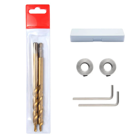 Pro Grade 3/8-Inch Twist Step Drill Bit With Hex Shank For Pocket Hole Kits packaging with accessories