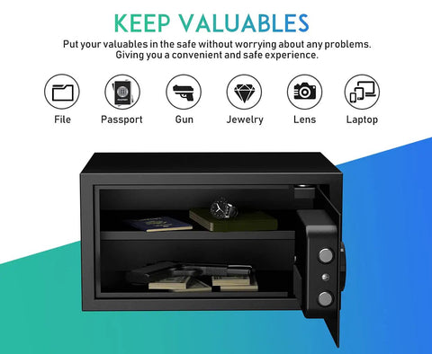 Deluxe Safe And Lock Box With Digital Keypad For Home Office Hotel And Business Use Steel Alloy Small Safe 1.0 Cubic Feet Capacity