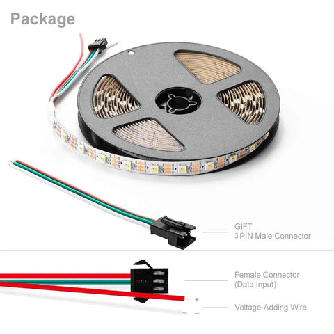 RGBW LED Strip With Four Colors In One, Individually Addressable SK6812 Upgrade, 16.4ft Length, 300 LEDs